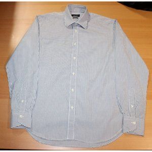 Mens Zara Man Tailored Fit Long Sleeve Button Up Shirt Sz: 16 White Black Plaids